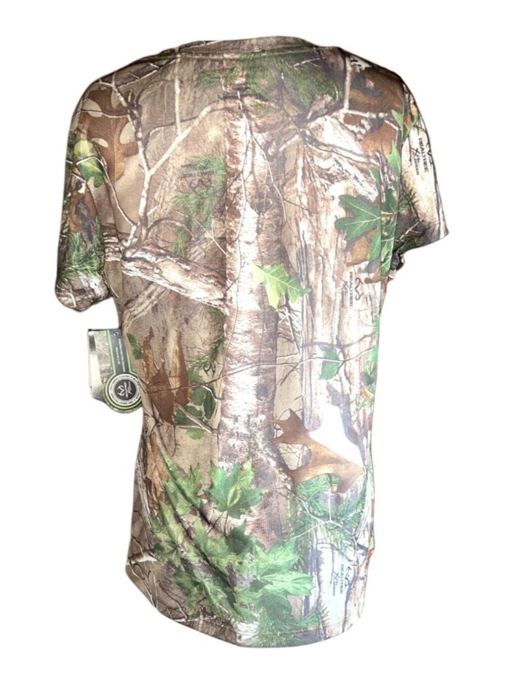 Realtree Womens Camo T-Shirt L/G Pink Logo Polyester Crew Neck Hunting Tee - Picture 12 of 13